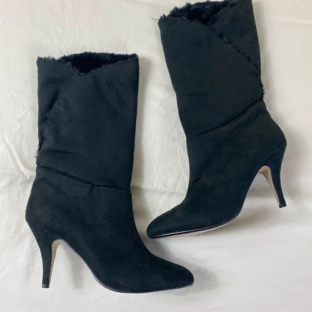 Anne Mitchell boots black faux fur lined 9 warm soft faux fur inside. …